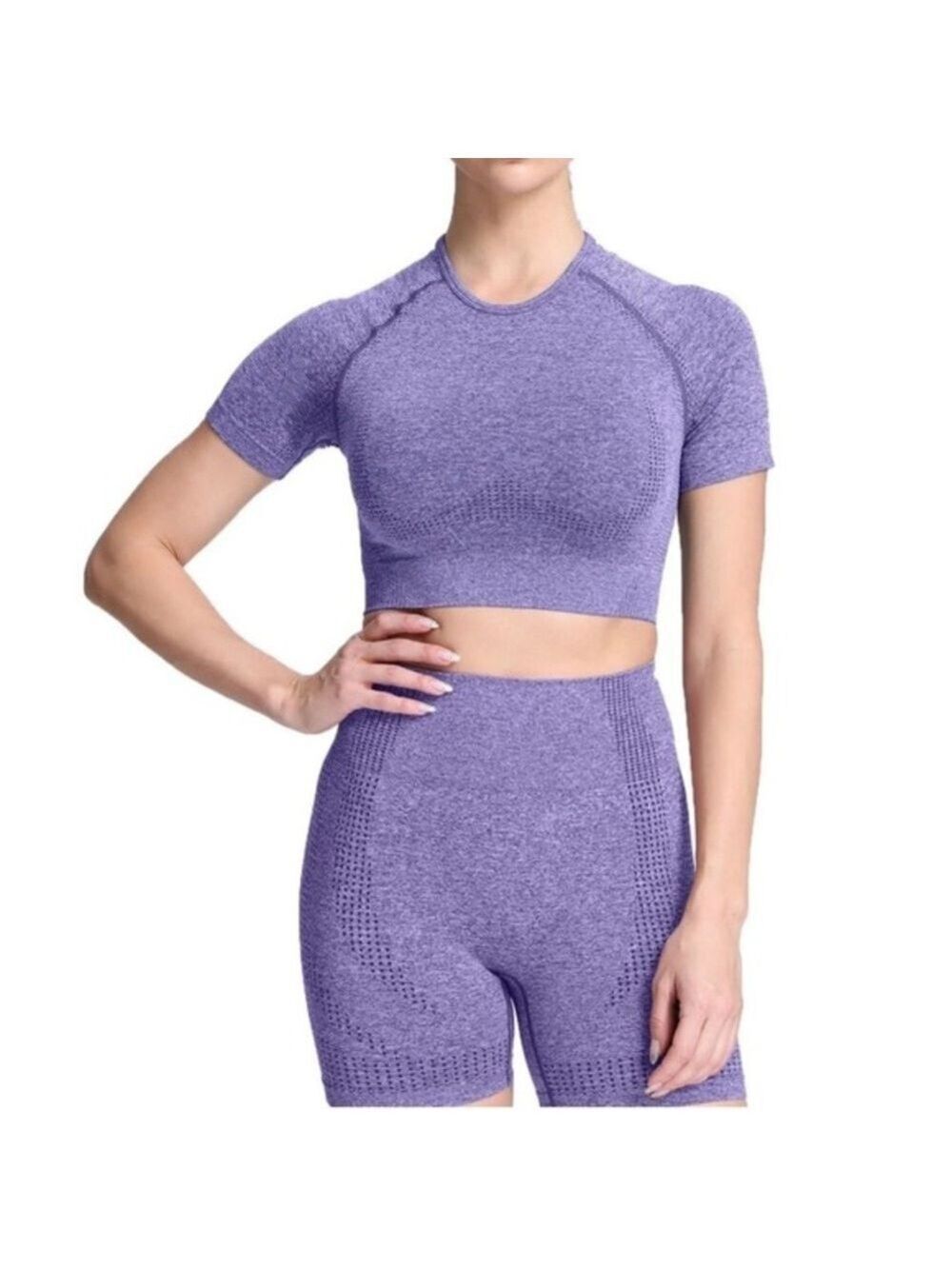 Stylish purple Crop Top & High Waist Women's Shorts